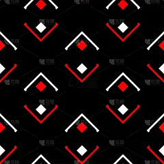 几何无缝模式。黑红白背景