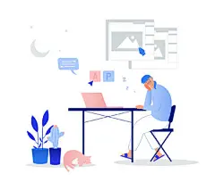 【源文件下载】 商务家庭办公电脑远程办公聊天设计会议插画AI分层设计素材
