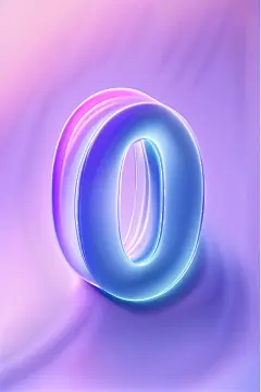 3D镭射潮流酸性数字0模型元素