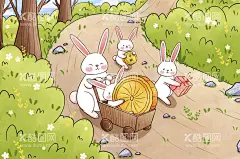月饼兔子  - 源文件下载【酷图网】中秋兔子,月饼兔子,可爱兔子,手绘兔子,可爱小兔,眨眼,眨眼小兔,卡通兔子,兔年,兔子插画,乖兔子