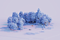 3D forest FOX ILLUSTRATION  lowpoly Magicavoxel Pixel art snow voxel voxelart