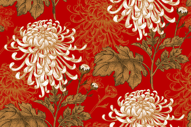 中国风复古可印刷中式布紋背景花卉花朵面料...