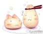 搞笑 插画手绘 食物 动漫 owl【画意】用筷子吃玉兔团子的人，你有没…@北坤人素材