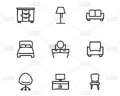 家具手绘图标集设计说明，手绘风格设计_5159173693