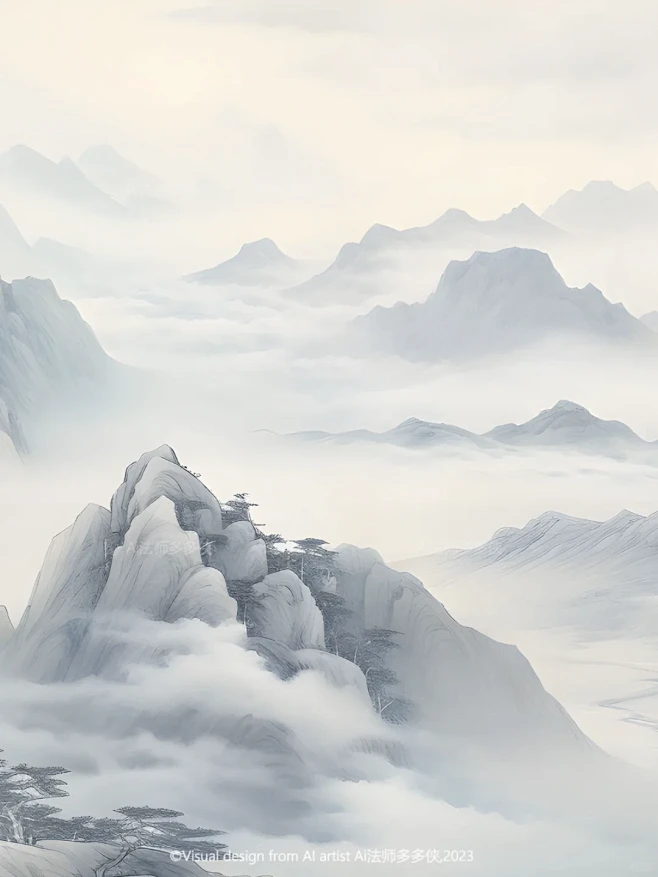 东方美学-山间云雾|新中式国风山水风景插画 - 小红书-花瓣网