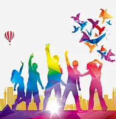 放飞梦想人物剪影