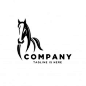 Front view running horse logo Premium Vector