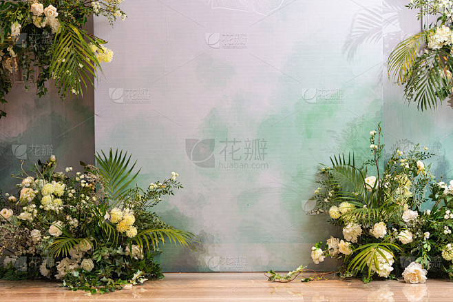 婚礼室内设计，绿色花卉设计