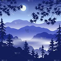 夜晚,地形,山,边框,环境,黄昏,简单,禅宗,中国,杉树