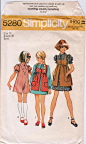 Girls Mini Dress with Smock 1970s Dress SIMPLICITY 5280 Girls 12 Puff Sleeve Dress Apron Dress Baby