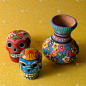 墨西哥花瓶与令人惊叹的和多彩的装饰，墨西哥工艺