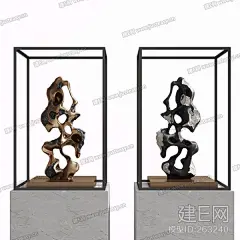 新中式石头雕塑3d模型