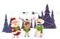 [美工云]圣诞老人驯鹿雪人卡通矢量图Santa-Snowman_PNG：