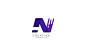 Letter n dynamic purple color modern logo