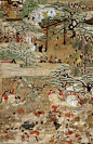 16世纪到19世纪日本屏风上的绘画。