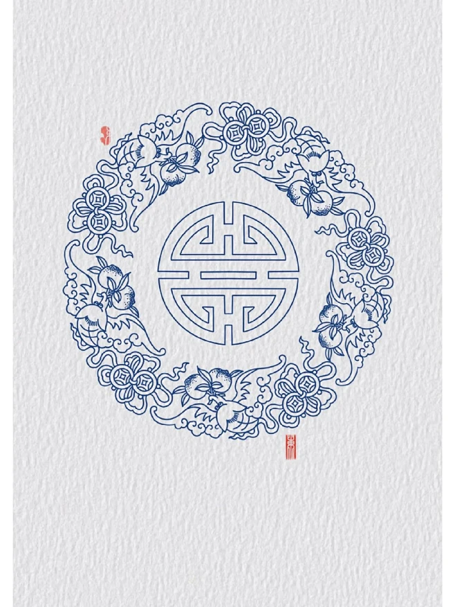 传统图案纹样‖福在眼前&五福临门-花瓣网