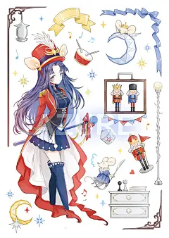 #贴纸# 坠入童话的少女们...(假装是个九宫格，后面三格是线稿~)
店家@StudioVI ​​​​