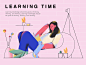 happy learning 插画 设计 ui 杂色 植物 panda plant design illustration life reading learn