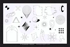 100款创意潮流Y2K元宇宙酸性科幻未来几何图形插图插画ai设计素材下载_颜格视觉