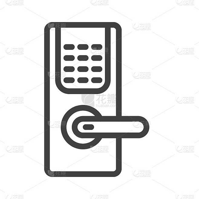 智能门锁与键盘线图标