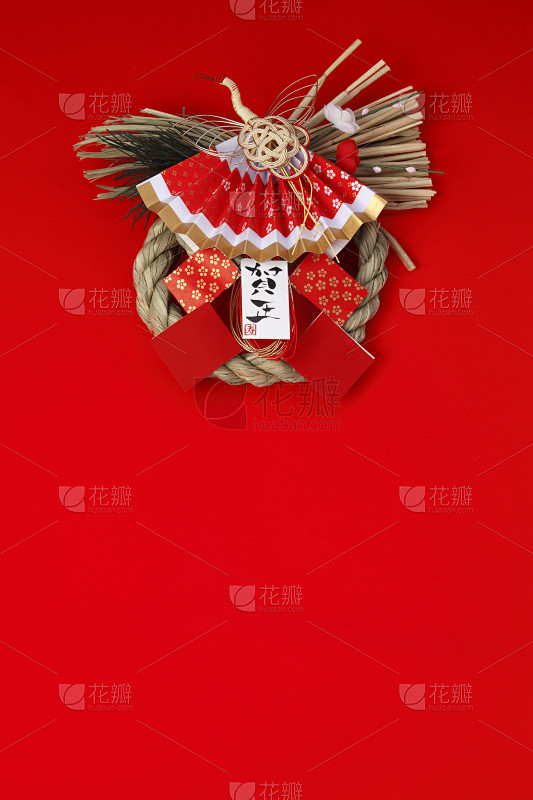 新年前夕,欧洲赤松,注连绳,水引线,折扇,灰鹤,日本之神道教,可折叠的,李树,装饰品