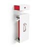 Fire by Formfusion. An unobtrusive powder-coated steel bracket conceals a fire extinguisher and a first aid kit but provides easy access in case of an emergency.: 