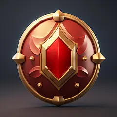 简约红色立体金属盾牌素材图