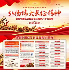 伟大长征精神纪念长征胜利87周年党建展板