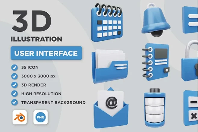 User Interface 3D Ic...
