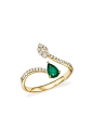 Women Rings - Bloomingdale's Emerald and Diamond Open Ring in 14K Yellow - 100% Exclusive