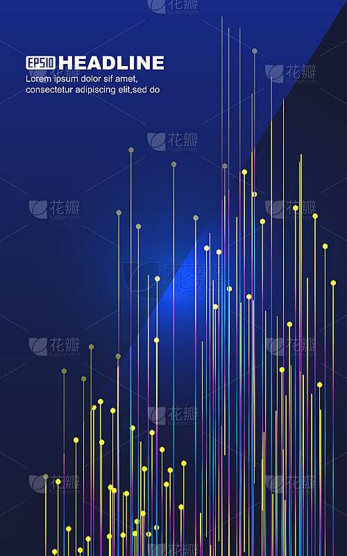 彩色的点和线向上延伸，在海报的背景中有一...