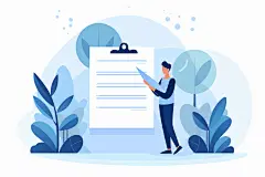 扁平化企业简历面试求职场景人物插画