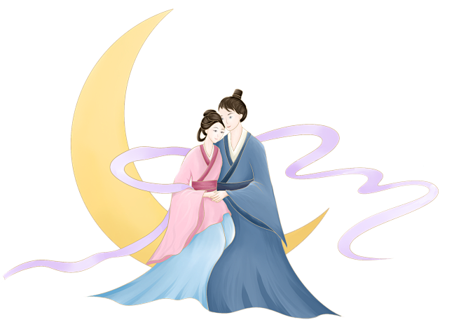 七夕牛郎织女手绘人物