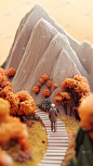 重阳节登山创意可爱微缩