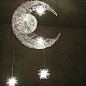 创意月亮吊灯  儿童吊灯卧室灯 浪漫个性创意 灯具 客厅 铝线吊灯