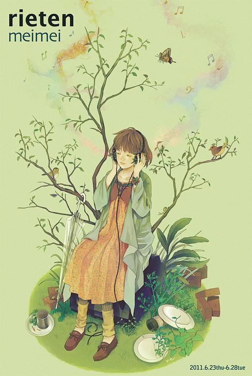 小清新风格的人物唯美插画图片