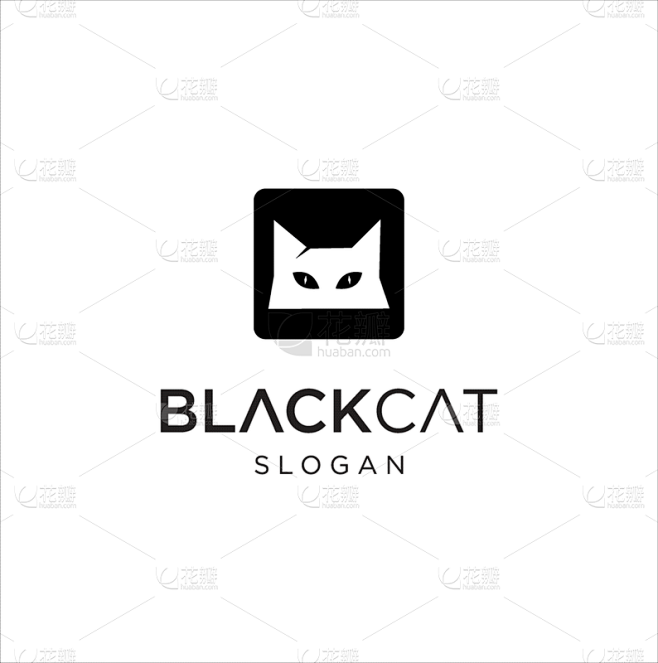 creative black cat logo design stock