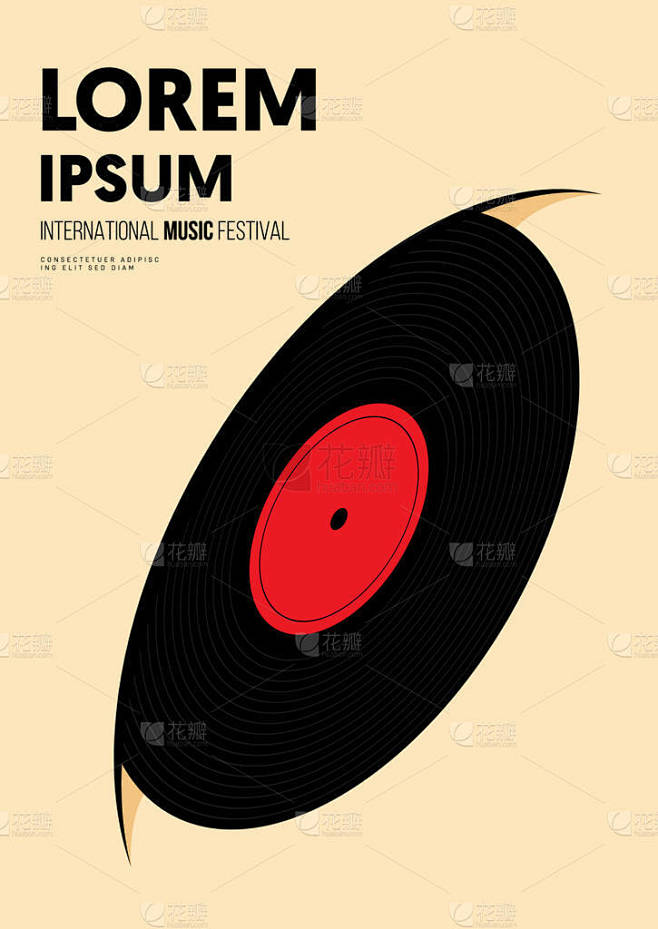 音乐海报设计模板背景与乙烯唱片复古风格。...