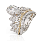 Buccellati 布契拉提 纪念品牌成立100周年特别设计 Jasmine 白金戒指 共镶嵌59颗总重3.60ct的钻石