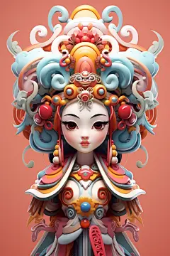 京剧人物国潮脸谱人物模型