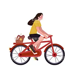 骑自行车人  - 源文件下载【酷图网】手绘,插画,人物,骑车,自行车,女孩,下班回家