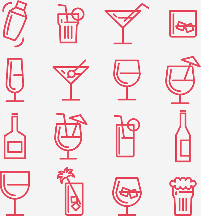酒杯饮品矢量图标icon
