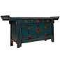 Teal Lacquer Large Chinese Altar Cabinet