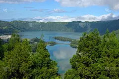 亚速尔群岛，锡特Cidades泻湖，惊人的景观，火山口湖