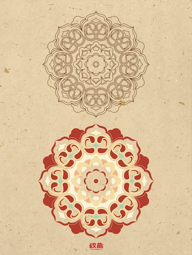 传统纹样素材·宝相花-花瓣网