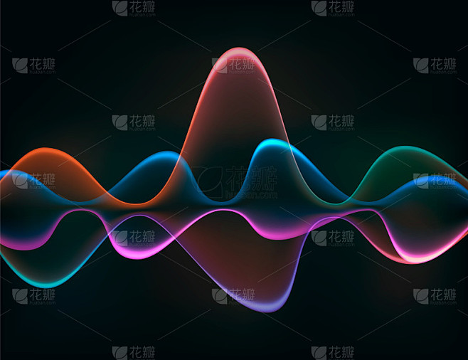 声波。抽象的运动声波。矢量插图。素材-花瓣网