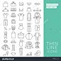 Set with thin line  icons on theme of shopping and clothes . Vector illustration. EPS 10