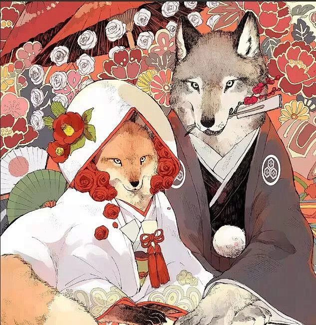 可爱动物日本画师笔下的一组动物拟人插画