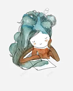 水彩小女孩高清素材 卡通 小女孩 手绘 插画 梦幻 水彩 童话 蓝色 免抠png 设计图片 免费下载