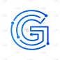 initial letter g circuit logo